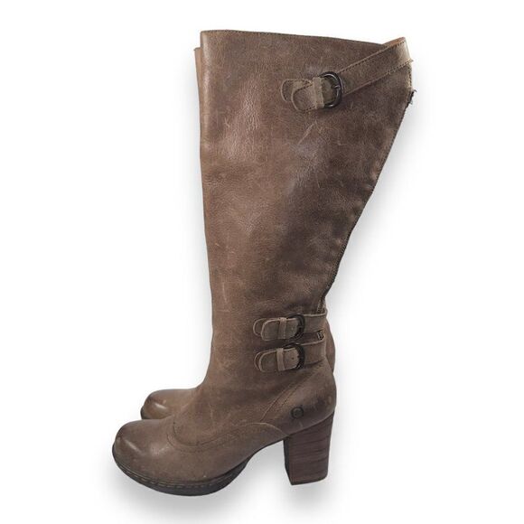 Born Heeled Leather Riding Boots Distressed Brown W22441 Women's 8.5 - Picture 1 of 11